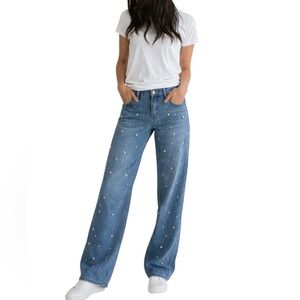 Ashley Mason Premium | Wide-Leg Jeans with Pearls Sz 31 NWT
